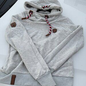 Naketano Light Gray Hoodie with Brown and Red Accents